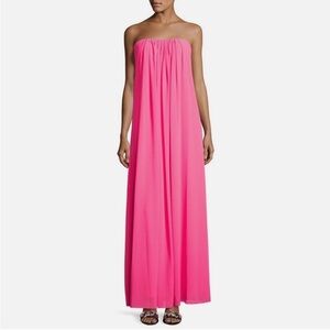 Nicole Miller Vibrant Pink Strapless Chiffon Dress, NWOT, 14